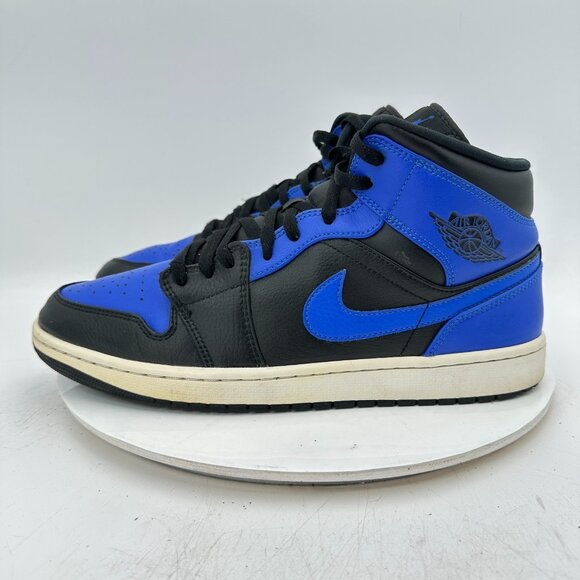 Nike Air Jordan 1 Mid Men Size 12 554724-077 Hyper Royal Black Basketball Shoes - Picture 1 of 11